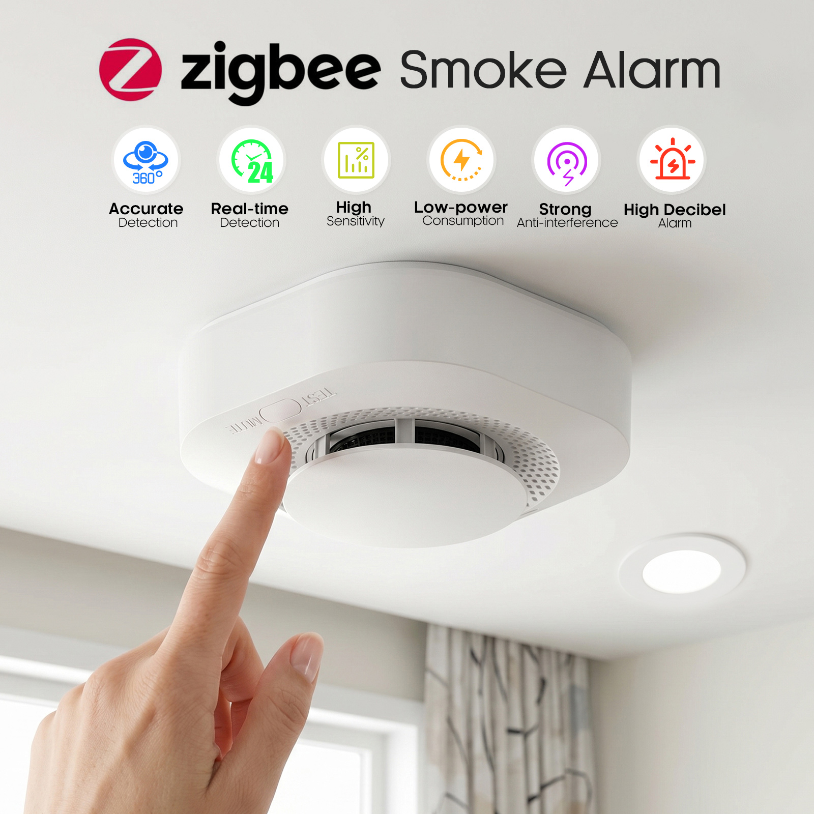 4 / 6 / 8 / 12 PCS Tuya Zigbee – Smoke Detector Interconnected recenzja i cena