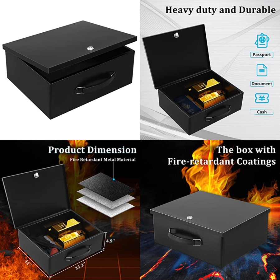Portable Metal Safe Box with K – Fire Safe Document recenzja i cena