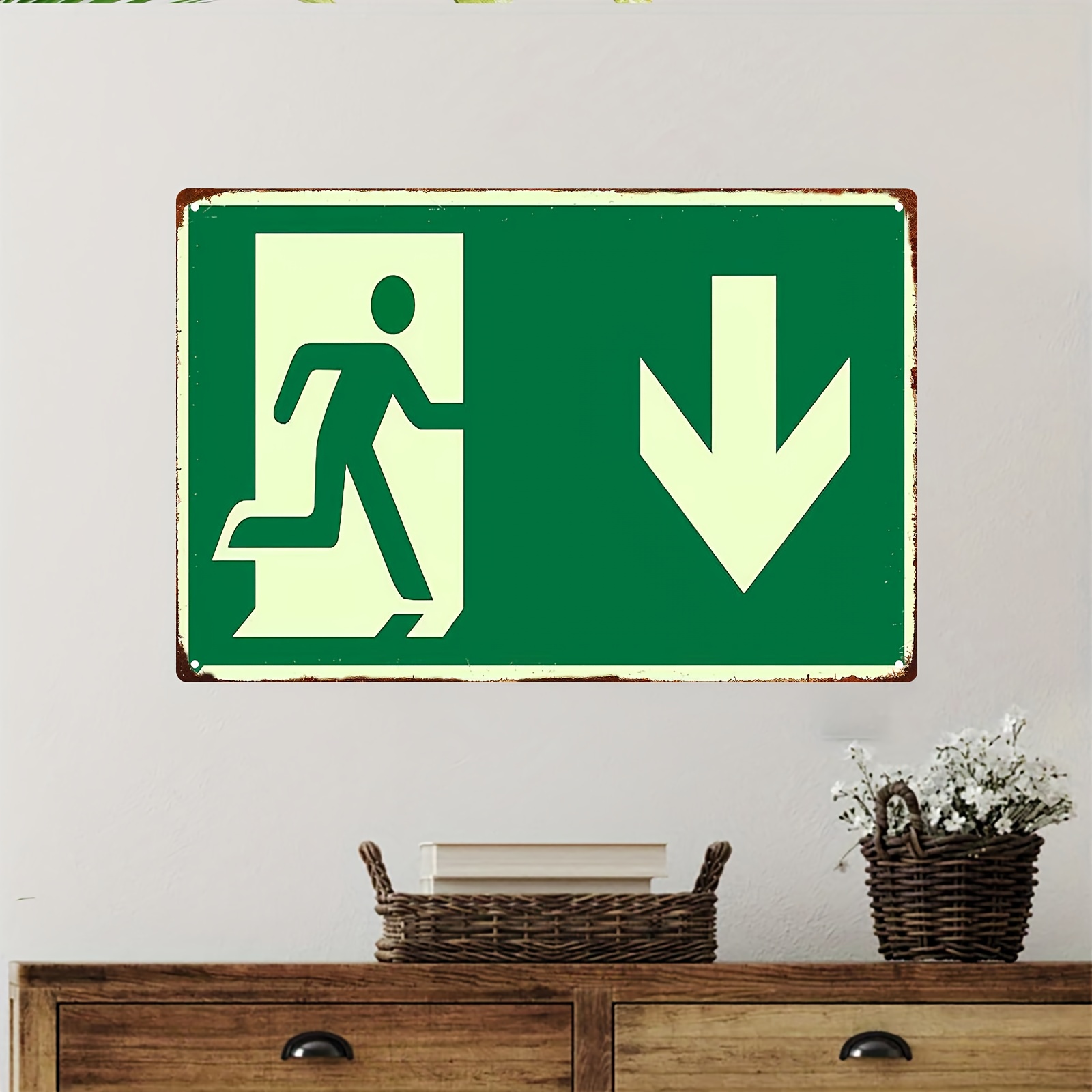 2D Vintage Metal Iron Sign | P – Emergency Exit Sign recenzja i cena