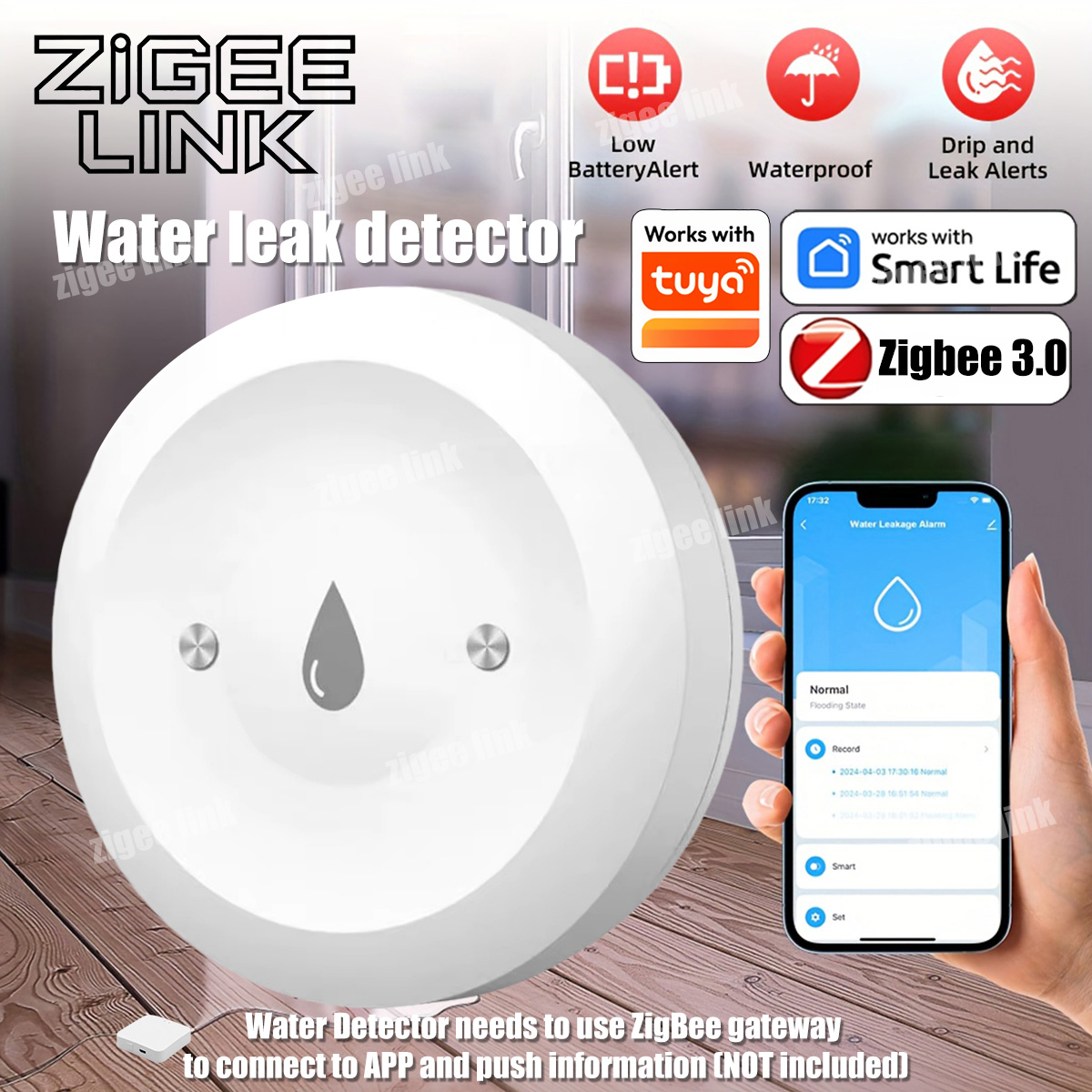 ZigBee 3.0 Water Sensor Smart  – Water Alarm Sensor recenzja i cena