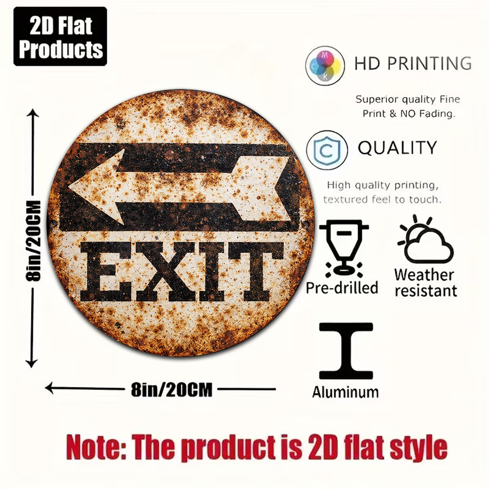 2D Metal Sign 8x8in/20x20cm Re – Emergency Exit Sign recenzja i cena